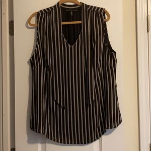 Black blouse with cream and gold stripes